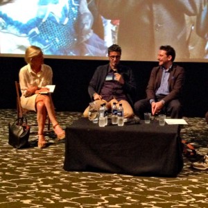 Questions from the audience at the Riverside. Left to right: Clare Longrigg, Pif and Ivan Vadori. Photo by Ally Clow.